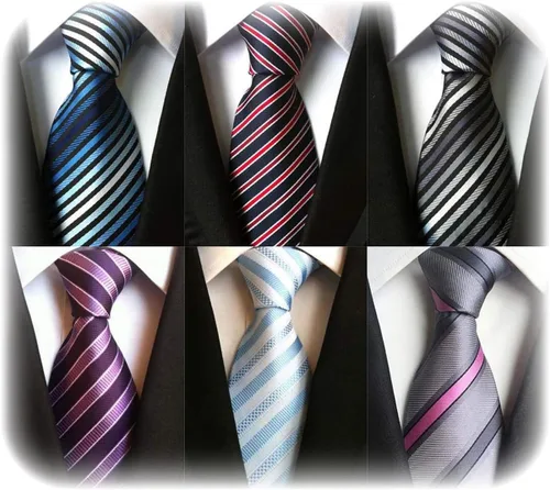 Vista 31 de WeiShang Lote de 6 corbatas clásicas de seda para hombre, corbatas tejidas jacquard