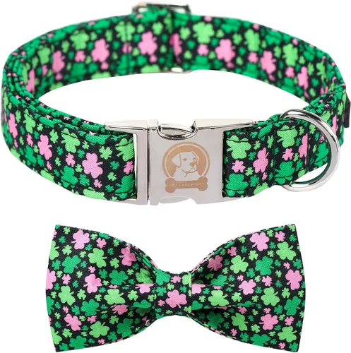 Vista 21 de MR. CHUBBYFACE - Collar de perro de San Valentín con corbatín, lindo collar de perro con corazón azul con hebilla de metal, collar de algodón