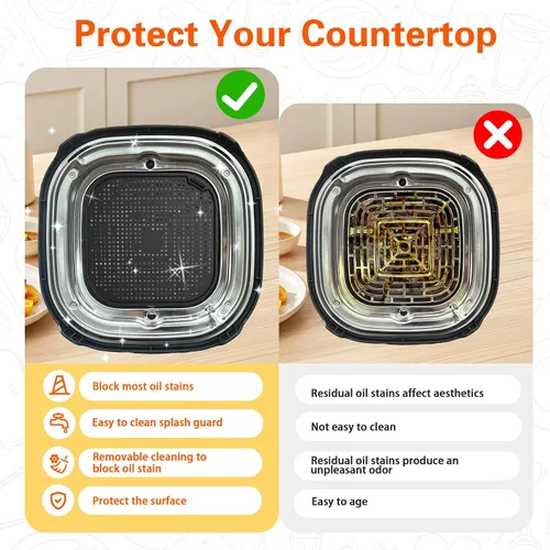 Vista 5 de 2 Piezas de Pantalla Antisalpicaduras para Freidora de Aire Ninja, Accesorios Combinados de Silicona para Ninja Crispi Fn101, Piezas de Reemplazo