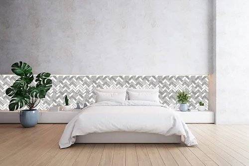 Vista 3 de Retro-Art - Paneles de pared 3D con diseño de mosaico en color blanco y gris, PVC, 7" x 10", 237SR