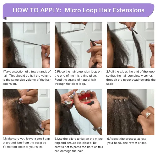 Vista 7 de Niawigs - Extensiones de cabello humano afro rizado microlink para mujeres negras, extensiones de cabello humano rizado 4C, extensiones de cabello