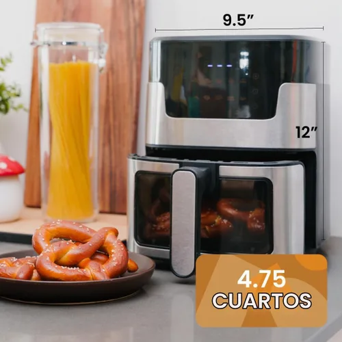 Vista 4 de Stilaris - Freidora de aire digital de 4.5 L, compacta y no tóxica para cocinas pequeñas, fácil de usar con controles táctiles de precisión, comidas
