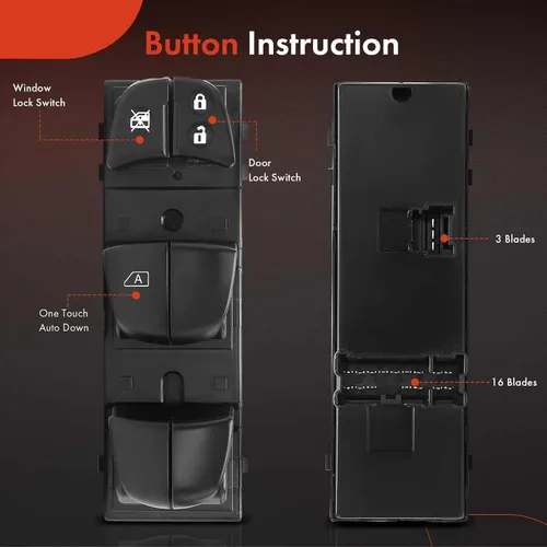 Vista 4 de A-Premium Interruptor de elevalunas maestro del lado del conductor compatible con Nissan Altima 2013-2018, Pathfinder Rogue Sentra Juke 2013-2020