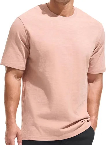 Vista 17 de KLIEGOU - Camiseta de cuello redondo para hombre, 100 % algodón, ajuste holgado, gruesa, de peso pesado