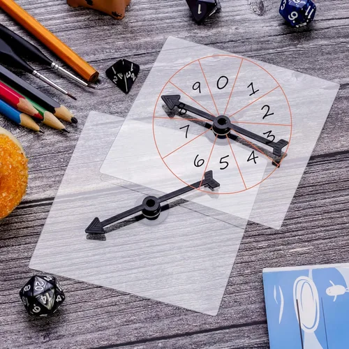 Vista 5 de Gejoy Paquete de 10 hilanderos transparentes a granel para el aula, juego de matemáticas de borrado en seco con flecha giratoria (negro)