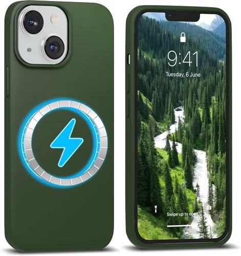 Vista 15 de IceSword Funda magnética para iPhone 14, funda de silicona Berry [carga rápida] imanes fuertes, forro de microfibra delgado, rosa intenso dulce