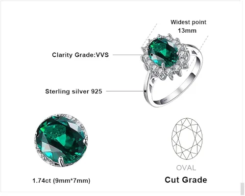 Vista 2 de JewelryPalace Princess Diana Kate Middleton Class Gemstone Birthstone Sapphire Halo Engagement Rings for Women, Anniversary 14K White Yellow Rose