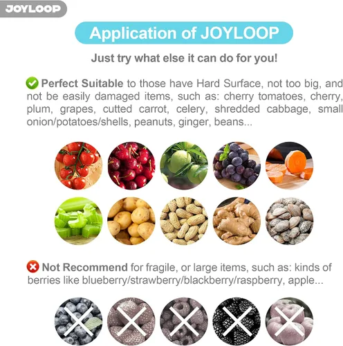 Vista 8 de JOYMOOP Joyloop Lavadora de frutas, limpiador de frutas, ovalada, azul transparente Azul claro