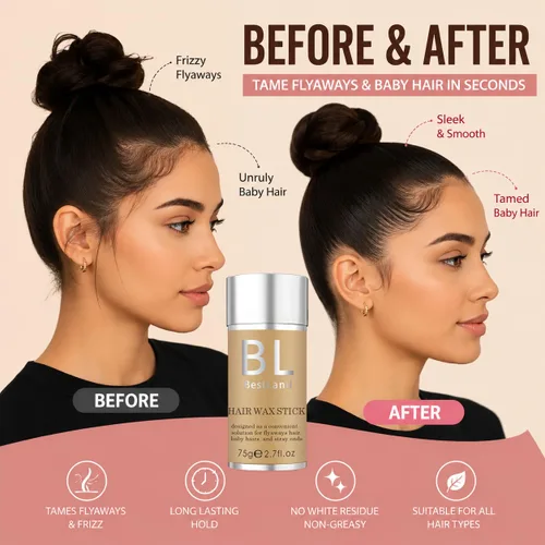 Vista 2 de Barra de cera para el cabello para cabello liso, control de bordes Flyaways