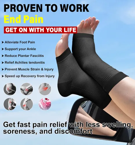Vista 4 de KEKING® Tobillera de compresión para mujeres y hombres, calcetines médicos de compresión de tobillo para fascitis plantar, hinchazón de pies