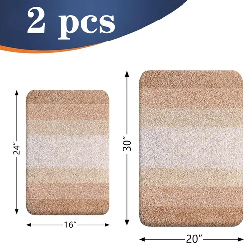 Vista 2 de OLANLY - Juego de tapetes para baño de 2 piezas, de microfibra, suaves y absorbentes, antideslizantes, lavables a máquina y para secadora, felpudos