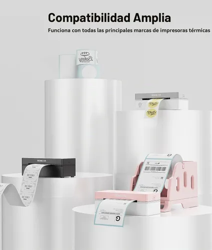 Vista 3 de Etiquetas térmicas redondas de 2 pulgadas, etiqueta térmica directa, rollo Blanco