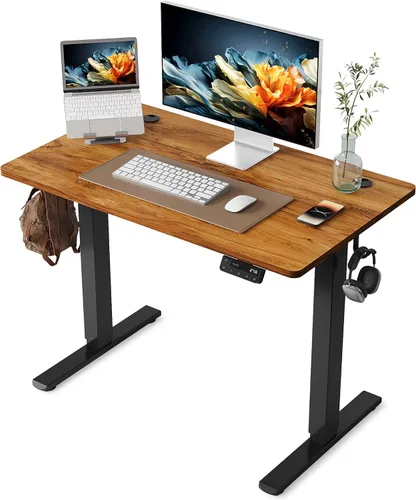 Vista 18 de YIHAYO Escritorio eléctrico de pie, escritorio de pie de 48 x 24 pulgadas con tablero de empalme, escritorio de pie para sentarse, mesa de Marco