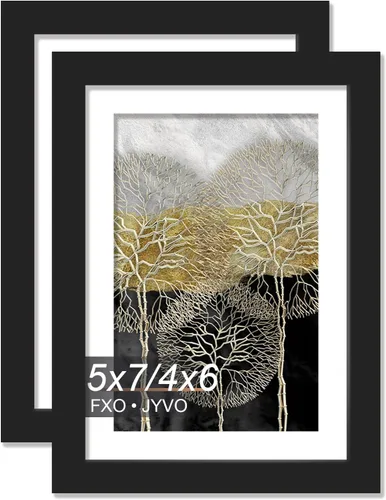 Vista 70 de Fxojyvo Marco de Fotos de 4x6, Muestra Foto de 3.5x5 con Paspartú o 4 x 6 Sin Paspartú, Liviano y de Alta Transparencia Marco de 4 por 6 para Pared