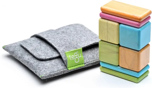 Vista 15 de Juego de bloques de madera magnéticos Tegu Pocket Pouch de 8 piezas, Blossom