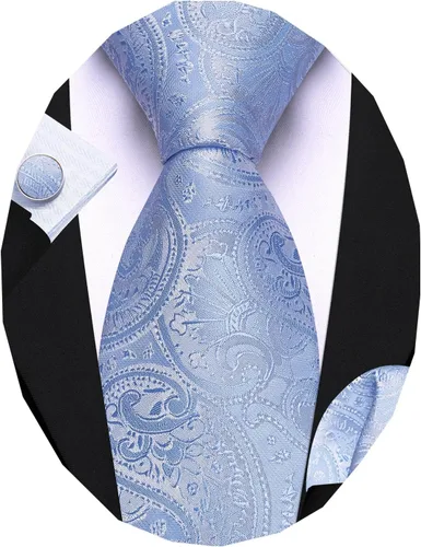 Vista 26 de Barry.Wang Conjunto de corbatas para hombre, seda con diseño de cachemira, corbata tejida formal con pañuelo de bolsillo y gemelos Un Burgandy
