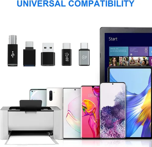 Vista 6 de USB A3.0 a USB C, C hembras a USB 2.0, C a tipo C hembras, C a USB B, iPhone hembra a tipo C compatible con iPhone 16, 15, 14, Samsung Galaxy