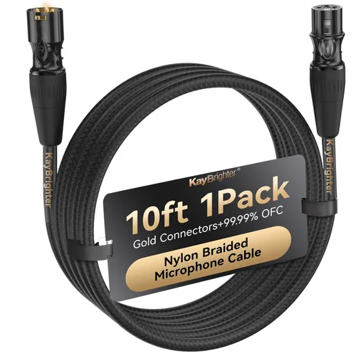 Vista 13 de XLR Cables de 3.3 pies, cable de micrófono profesional sin ruido, conectores dorados Rean-Neutrik, cable de micrófono equilibrado, 99.99% OFC, cable