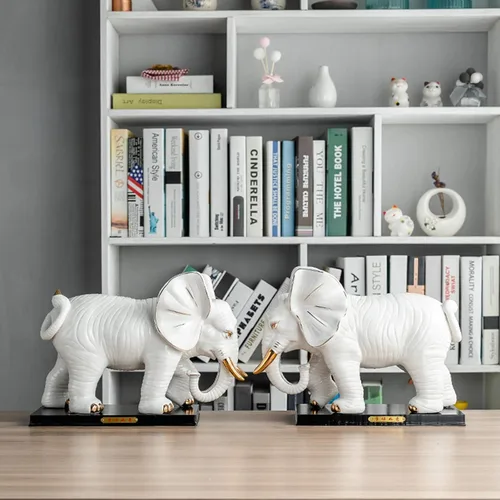 Vista 7 de Estatua china feng shui estatua de elefante de cerámica estatua de elefante Lucky Feng Shui Decoración Elefante Apertura Elefantes Animales Figurita
