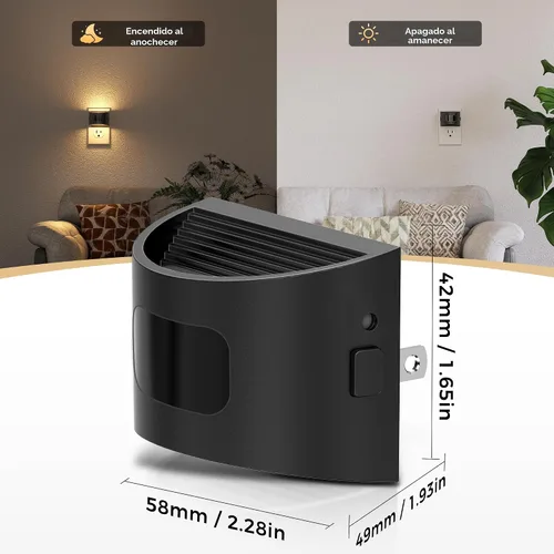 Vista 7 de DORESshop - Luz nocturna con sensor de movimiento, luces nocturnas enchufables a la pared, 3000K Negro