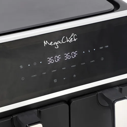 Vista 4 de MegaChef Cesta doble para freír de 4.8 cuartos de galón, eléctrica digital, 1700 W, freidora de aire de temperatura ajustable, freidora de encimera