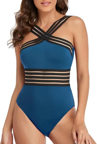 Vista 3 de Hilor - Trajes de baño de una pieza para mujer, diseño con parte delantera cruzada y calado, monokini