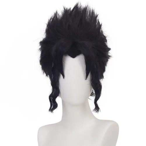 Vista 2 de Peluca de cosplay de pelo corto rizado negro para adultos, pelucas de Halloween para mujeres y hombres