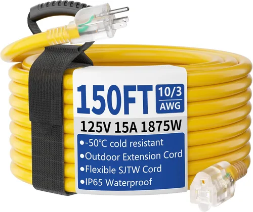 Vista 8 de Cable de extensión de 50 pies para exteriores/interiores con Amarillo