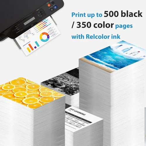 Vista 2 de Relcolor Cartucho de tinta de repuesto compatible para Canon 245XL 246XL (color negro, 2 unidades) 245 246 XL PG245 CL246 MX490 MG2522 MX492 TR4520