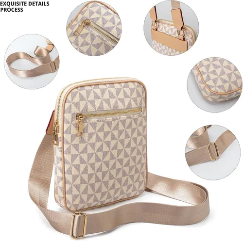 Vista 6 de USKMOTO Bolsos cruzados pequeños para mujeres y hombres, de cuero vegano de moda, bolso de mano de diseñador con correa ajustable