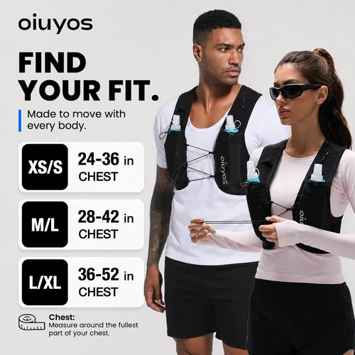 Vista 6 de Running Vest for Women Men, 500ml Soft Flask & Phone Holder Negro