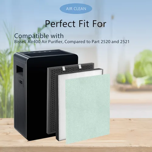 Vista 6 de Juego de 2 filtros de repuesto Air400 True HEPA compatibles con purificador de aire Bissell Air400, filtros y prefiltros HEPA 2521, filtros