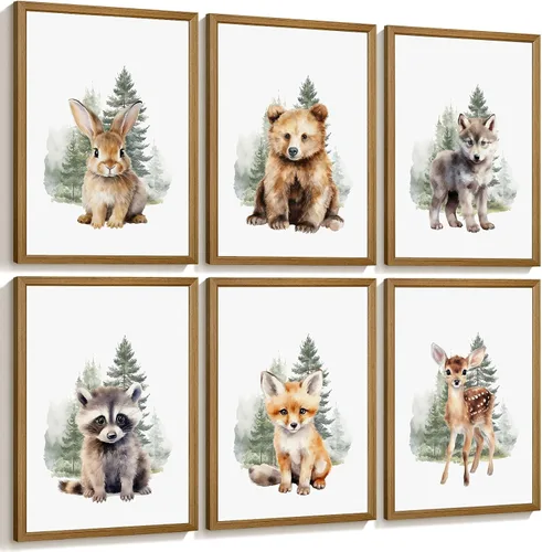 Vista 9 de Juego de 6 decoración de pared de animales marinos para guardería, lienzo de acuarela de océano, arte de pared para habitación de bebés y niños