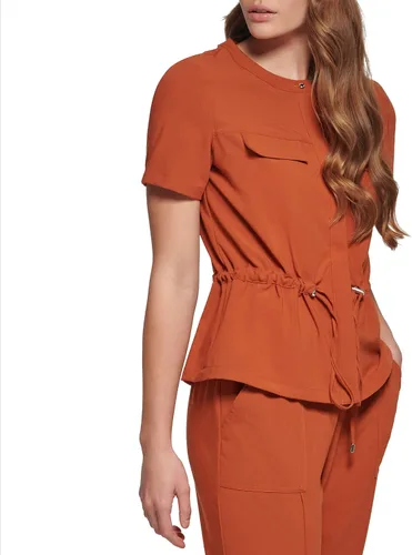 Vista 3 de Calvin Klein Missy - Camisa de manga corta con cintura fruncida para mujer
