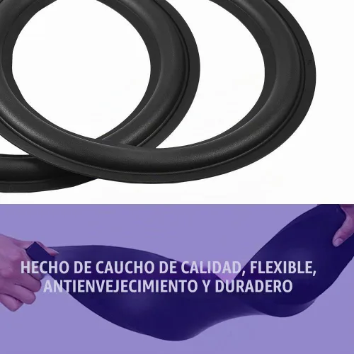 Vista 4 de Kit de reparación envolvente de espuma de altavoz de 8 pulgadas, 2 piezas de repuesto de anillos envolventes de espuma de altavoz de goma perforada