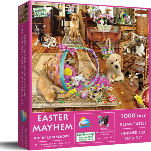 Vista 2 de SUNSOUT INC - Easter Mayhem - Rompecabezas de 1000 piezas por artista: Lori Schory - MPN # 35196