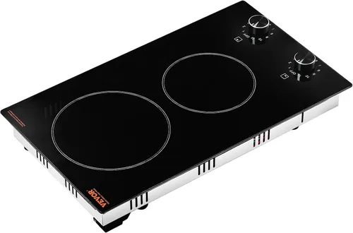 Vista 12 de VEVOR Placa de cocina eléctrica de cerámica, estufa eléctrica integrada, con panel de vidrio, control de perilla, 11 niveles de calor, para diversos