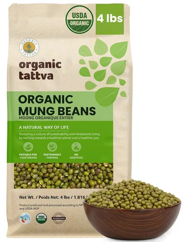 Vista 10 de Organic Tattva Frijoles Mung, Gramo Verde Entero, 2.2 lbs Certificado por USDA