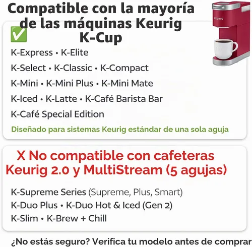 Vista 2 de 4 tazas K reutilizables negras para cafeteras Keurig, compatibles con K-Express, K-Elite, K-Select, K-Classic, K-Mini, K-Compact