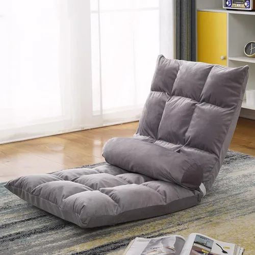 Vista 6 de plplaaoo Silla plegable con respaldo para sofá, sofá, verde, estilo moderno, plegable, acero aleado, algodón, verde sólido, portátil