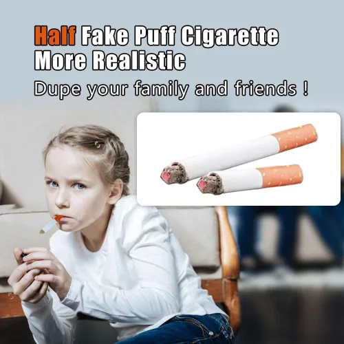 Vista 3 de Cigarrillos falsos de hojaldre que hacen humo, 6 cigarrillos y 6 medios cigarrillos y 1 cigarros, cigarrillos de imitación con un aspecto realista