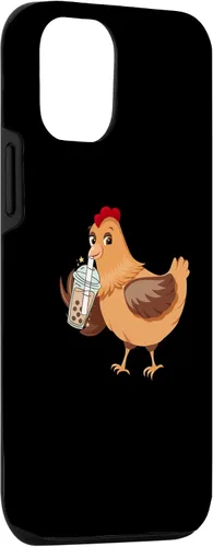 Vista 3 de Funda divertida para iPhone 14 con leche Boba para bebedor de té con leche y pollo, para iPhone 14