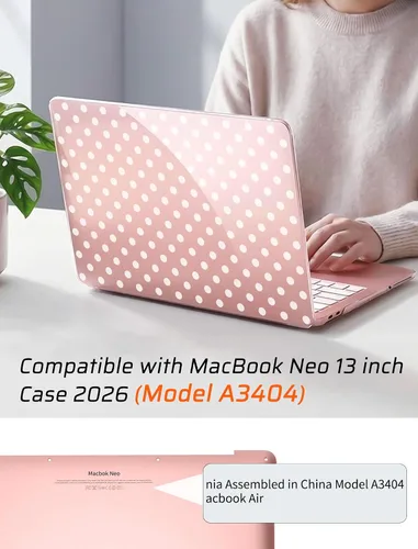 Vista 3 de Seorsok Funda compatible con MacBook Neo de 13 pulgadas, modelo A3404 de versión 2026 con chip A18 Pro, funda rígida de plástico transparente