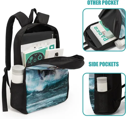 Vista 4 de Cool Dirt-Bike Motocross - Mochilas escolares para adolescentes y niños, vehículo de motocicleta en el mar, mochila escolar, bolsa de almuerzo