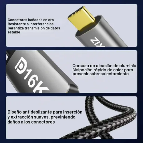 Vista 6 de Cable USB C a DisplayPort 2.1 de 6 pies [16K @30Hz 8K a 120Hz 4K @240Hz] 40Gbps unidireccional Thunderbolt 5/4 a cable de puerto de pantalla