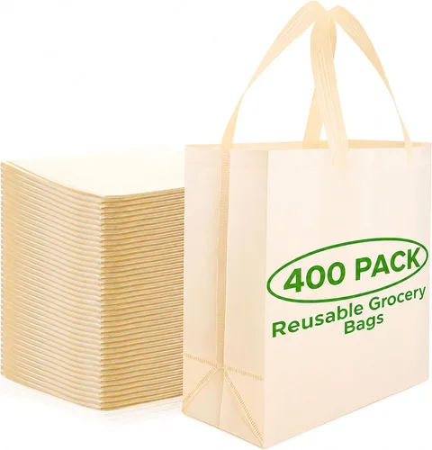 Vista 8 de Simply Cool Paquete de 200 bolsas de compras negras reutilizables ecológicas de 12.6 x 6.3 x 11.8 pulgadas, duraderas, ecológicas, reciclables