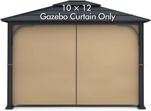 Vista 13 de Cortina Universal de Repuesto para Privacidad de Gazebo - Wonwon Panel de Privacidad con Toldo y Cierre para Gazebo al Aire Libre de 10 x 10 Pies