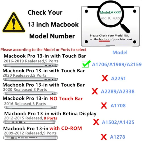Vista 3 de Se7enline Compatible con MacBook Pro Touch Bar Case 2016/2017/2018/2019, funda rígida mate para Mac Pro de 13 pulgadas, A1706/A1989/A2159, funda