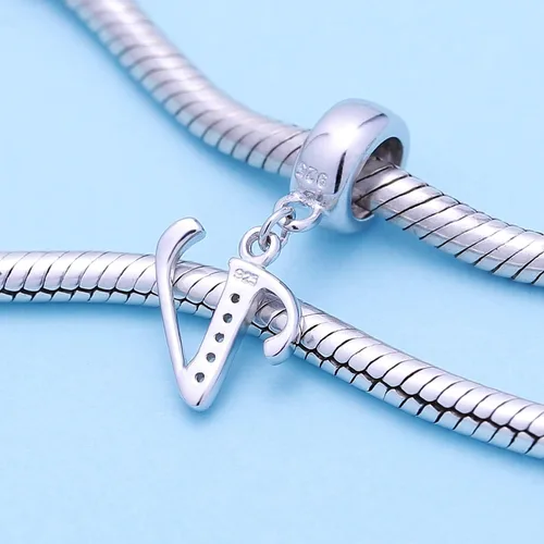 Vista 3 de SoulBeads - Colgantes de plata fina 0,925 de letra inicial, alfabeto A-Z. Dije con cristales compatibles con brazaletes europeos