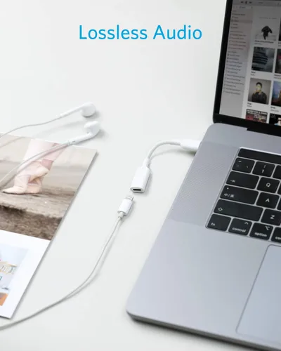 Vista 3 de Anker Adaptador de audio USB-C a Lightning (solo audio, no admite carga) (blanco)